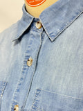 Fashion New Lapel Pocket Single-Row Denim Shirt-Outfit