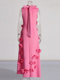 Spring 2025 New Fashion Sexy Sleeveless Three-Dimensional Flower Splicing Design Slimming Long
