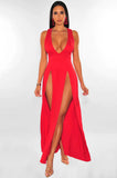 Summer Long Deep V Split Multi-color