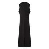 New Wrinkle Decorated Slim Long Midi Dress 3152200-Outfit