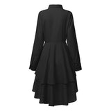 ZANZEA Fashion Women Ruffles Hem Blouse Elegant Lapel Neck Swallowtail Shirts Solid Long Sleeve High Waist Tops Irregular