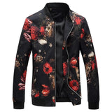 Style Flower Jacket Men Regular Fit Casual Bomber Jacket Man Outfit Quality Fashion Windbreaker Male Plus Size