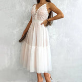 New Summer Lace Lace Dress INS Casual Backless Dress-Outfit