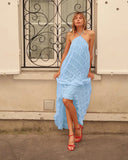 Halter Neck Ruched Midi Dress-Outfit