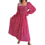 Spring And Summer Collar Long-Sleeved Holiday People Cotton Dress 100 Folds Long Dress Women's