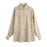 Spring Women Oversized Animal Print Blouse Long Sleeve Chic Female Casual Lady Shirt Blusas Femininas
