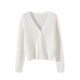 Fongt Autumn And Winter Short External Loose Net Red Long-Sleeved V Sweater Knitted Shirt Solid-Colored Cardigan Coat Top