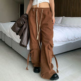 Elastic Waist Straight Leg Cargo Pants-Outfit