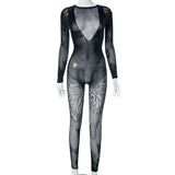 Fashion Sexy Butterfly Long-sleeved One-piece Trousers