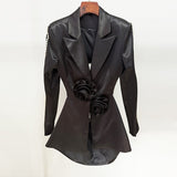 Fongt Early Spring New Fashion Hollow Nail Bead Three-Dimensional Flower Suit Pearl Lint Trousers
