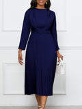 Fongt Women's Ebay New Temperament Elegant Pressure Commuting OL Solid Color African Large-Size Dress