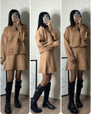 Fongt Solid Color Round Collar Loose Blouse Simple Dress Set In Autumn 2025