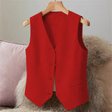 Fongt Suit Vest Women's Small Vest Spring And Autumn New Repair Outside The Female Red Short Female Horse Clip Small
