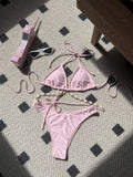 2024 Plain Color New Sexy Shell Chain Swimsuit Bikini