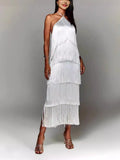 Fashion Hanging Neck Solu Back Open