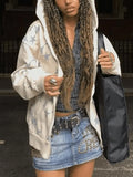 Oversized Star Print Zip Up Hoodie-Outfit
