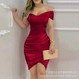 New Party Dress One Word Shoulder Pleated Dress LZQ3107J Series-Outfit