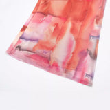 New Printed Silk Mesh Pleated Midi Dress 7752419-Outfit