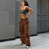 Fongt Rope Girded Casual Workwear Trousers Women Street Fashion Trend Women's Simple Loose