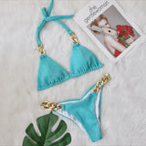 Fongt New Bikini, Gold Diamond Chain Split Swimsuit, Sexy Special Fabric Women's