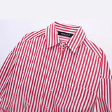 Spring Style Flanged Cuff Striped Loose Shirt 2731533-Outfit
