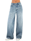 Washed Vintage Blue Versatile Boyfriend Jeans-Outfit