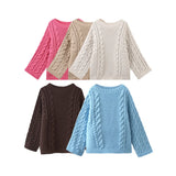 Fongt And Winter Women's Fashion Temperament Round Horn Sleeve Knitted Sweater Loose Knitted Top