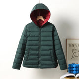 Autumn Winter New Down Jacket Female Short Money Thin Limo Casual Seamless Pressure Glue Collision Color White Duck Down Coat Tide-Outfit
