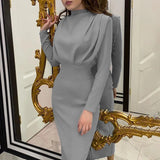 Model Autumn Fashion Temperament Waist-controlled Solid Color Long Sleeve