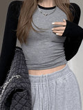 Raglan Sleeve Rib Crop Top-Outfit