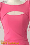 Women Fashion Solid Midi Dress Vintage Backless Sling Dress Thin Straps Female Dresses