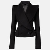 Fongt Early Autumn New Fashion Double Buckle Simple Body Cover Wool Jacket Jacket