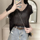 Fongt V-Necked Knitted Jersey Women's Thin Summer Design Sense Small Loose Thin Vest Outside On The