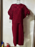 Fongt 2023 New Fashion Solid Color Hollow-Out Round Collar Top Casual Knit Skirt Suit-Outfit