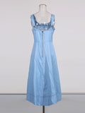 Fongt Temperament Dress 2025 Autumn And Winter New Single-Dlong Denim Pocket Slim Thin Sling Dress Women's
