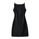New Spring Style One-Word Pleated Solid-Color Dress Sexy Sling Hip Skirt-Outfit