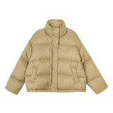 New Down Jacket Female Short Korean Version Loose And Thick Warm White Duck Down Standing Collar Bread Clothing Winter Coat-Outfit