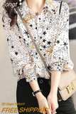 Woman Blouses Summer Autumn 2023 Turn Down Collar Office Blouse Women Tops Clothes Chiffon Long Sleeve Printing Shir
