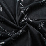 Dark Vintage Leaves Velvet Dress-Outfit