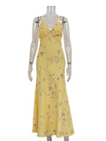 Yellow Printed Cami Maxi Dress-Outfit