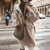Padded Wool Blend Hooded Long Coat-Outfit