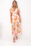 Fongt Women's Color Printing Embroidery Sleek Fashion Splicing Dress Women 8130