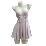 Fongt Lace Pajamas Women 2025 New Summer Pure Ice Silk Thin High-End Feel Chest Pad Sling Skirt