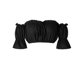 tops women 2020 summer lantern sleeve sexy strapless beach tops plus size red black white ruched crop top tank top