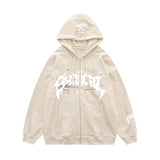 Letter Star Print Contrast Color Oversized Hoodie-Outfit