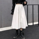 Fongt Skirt Female Autumn 2024 New Medium Long High Waist Show Thin Ins Wind Pleated A-Line Little Black Skirt-Outfit