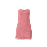 Fongt Girl Dress 2024 Summer New Red Plaid Mini Skirt Sweet Spicy Wind Show Thin Sexy Hanging-Outfit