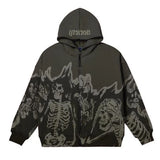 Fongt Millennium Wind Round Collar Skeleton Hoodie Couples Style 2023 Autumn And Winter New Long-Sleeved Skull