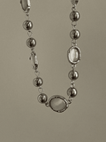 Grunge Faux Gem Decor Beads Necklace-Outfit