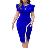 Fongt Women's 2025 Summer New Short-Sleeved Ass Tightness Temperament To Open Fork And Side Dress